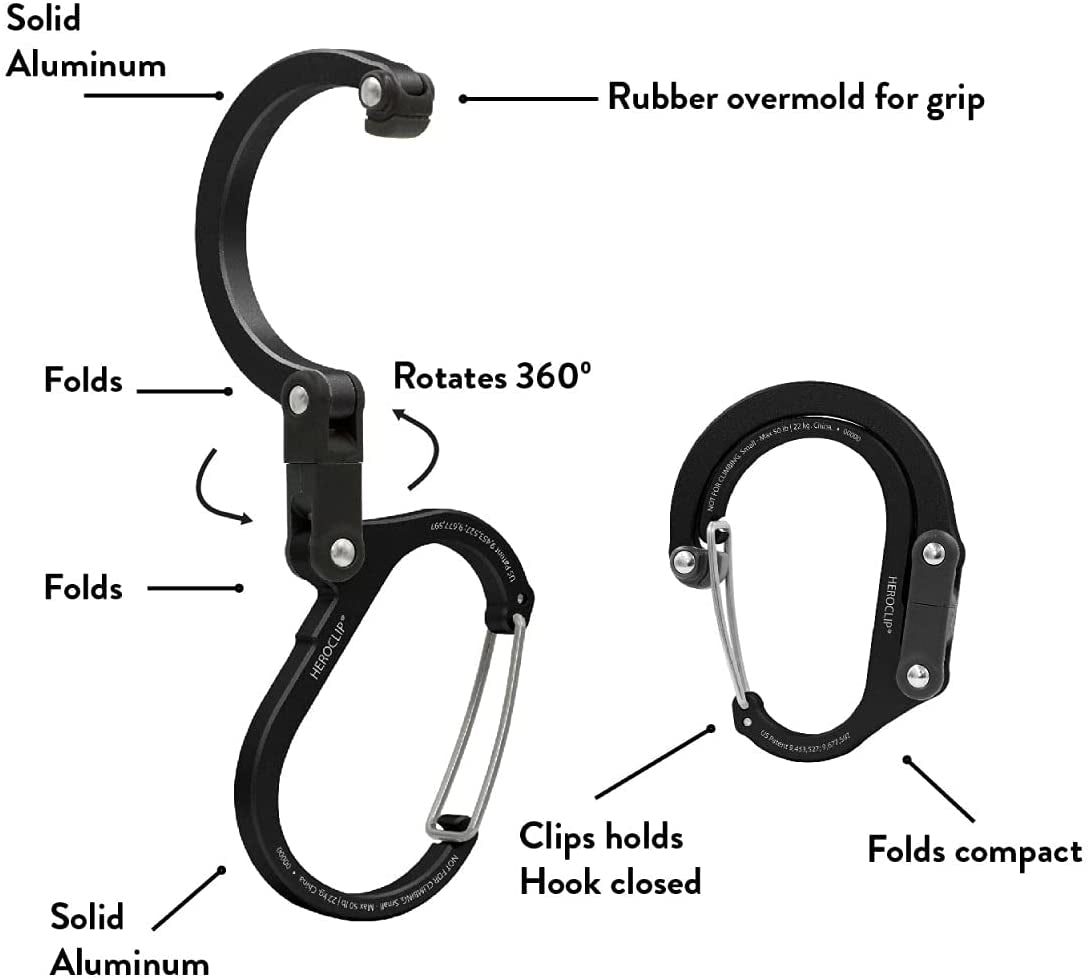 Carabiner Clip and Hook (Small) for Purse, Stroller, and Backpack