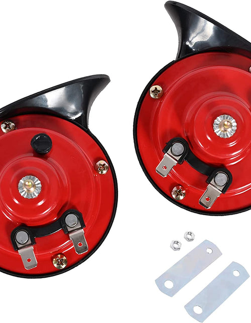 Load image into Gallery viewer, 2PCS 105 DB Electric Super Loud Train Horn, 12V Universal Vehicle Copper Wire Double Snail Air Speakers for Trucks/Boats/Cars/Motorcycle (Red)
