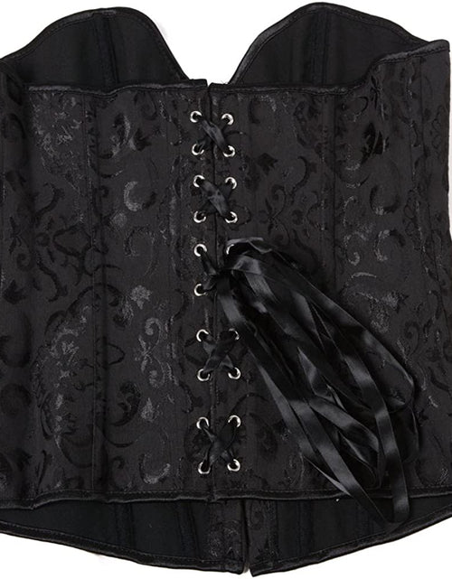 Load image into Gallery viewer, Women&#39;S Bustier Corset Top Sexy Lingerie Sets Black Satin Waist Cincher
