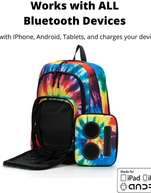 Load image into Gallery viewer, Bluetooth Speaker Backpack with 20-Watt Speakers &amp; Subwoofer for Parties/Festivals/Beach/School. Rechargeable, Works with Iphone &amp; Android (Tie Dye, 2022 Edition)
